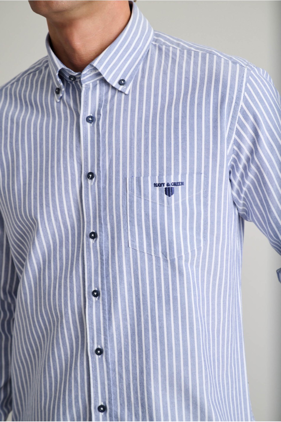 Ριγέ oxford βαμβακερό button-down πουκάμισο