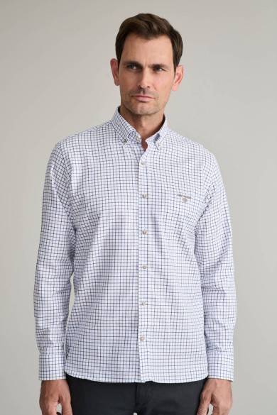 Καρό twill βαμβακερό button-down πουκάμισο