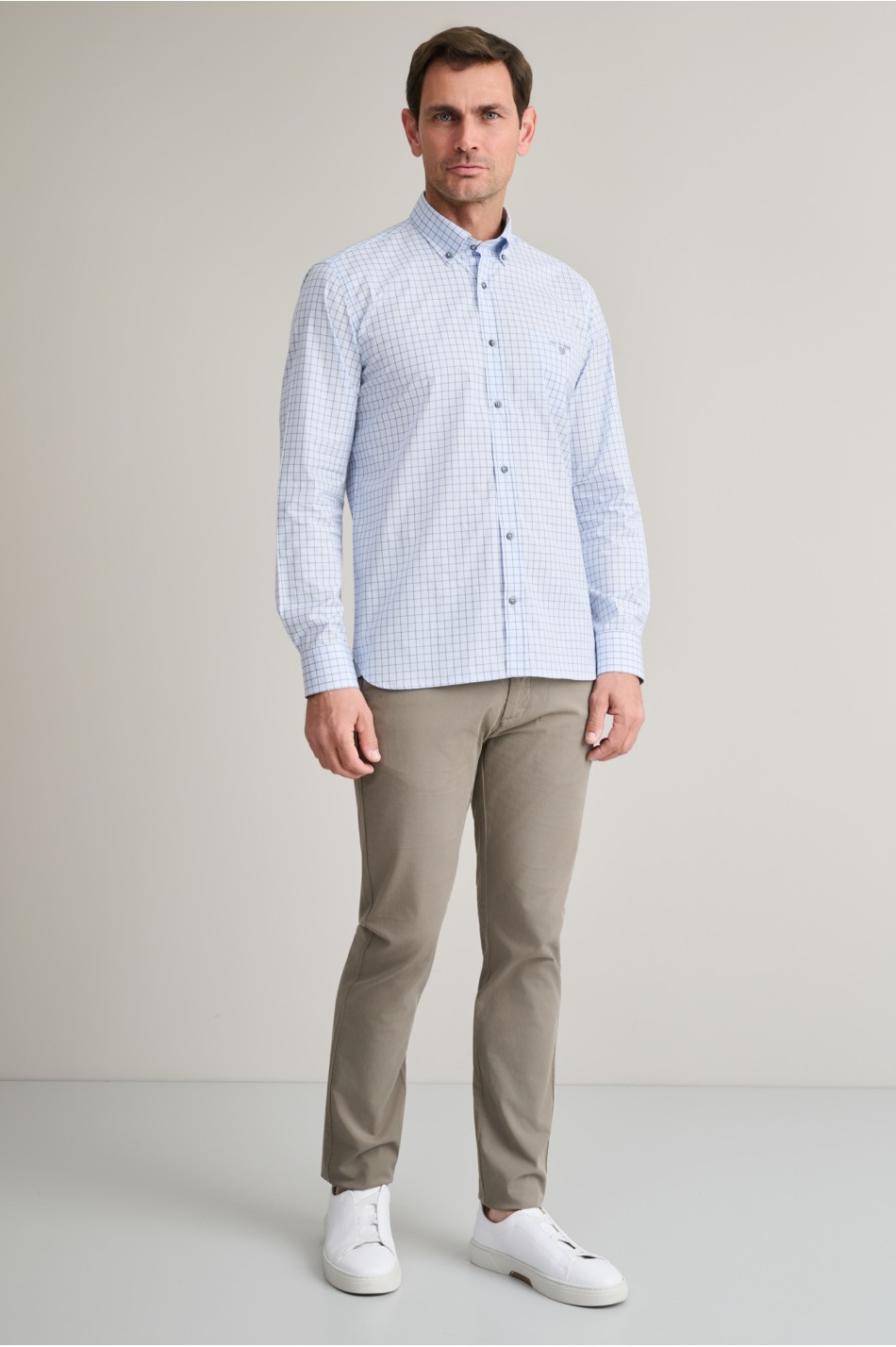 Checkered button-down egyptian cotton shirt