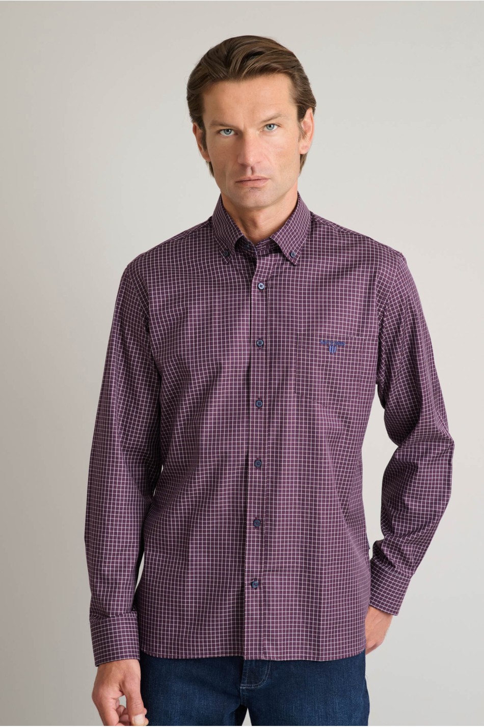 Καρό twill πουκάμισο από αιγυπτιακό βαμβάκι button-down