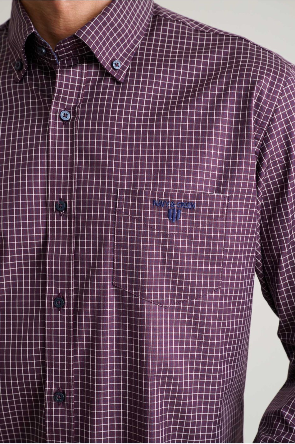 Καρό twill πουκάμισο από αιγυπτιακό βαμβάκι button-down