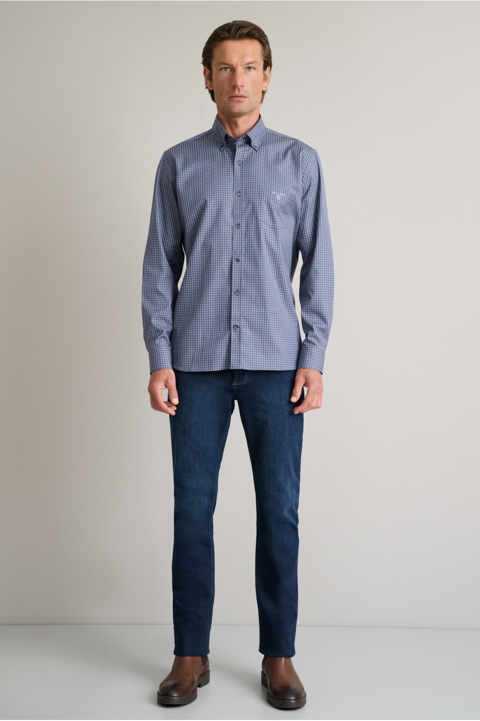 Καρό twill πουκάμισο από αιγυπτιακό βαμβάκι button-down