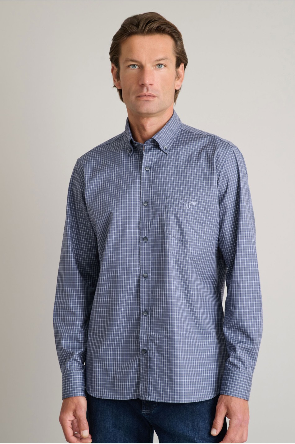 Καρό twill πουκάμισο από αιγυπτιακό βαμβάκι button-down