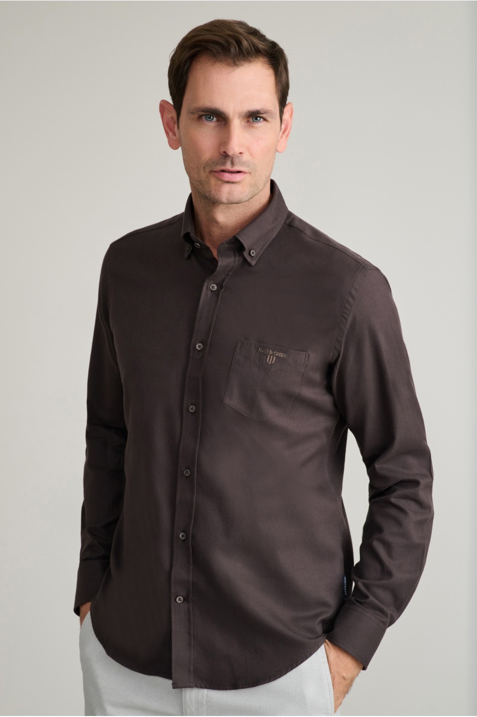 Ριγέ twill πουκάμισο από αιγυπτιακό βαμβάκι button-down