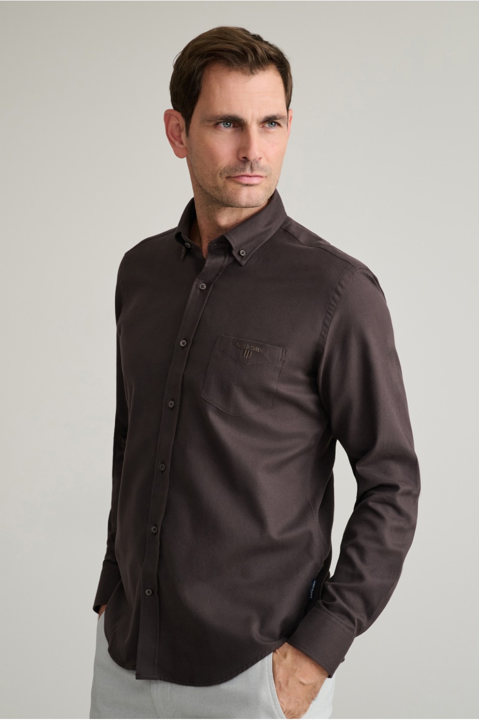 Ριγέ twill πουκάμισο από αιγυπτιακό βαμβάκι button-down