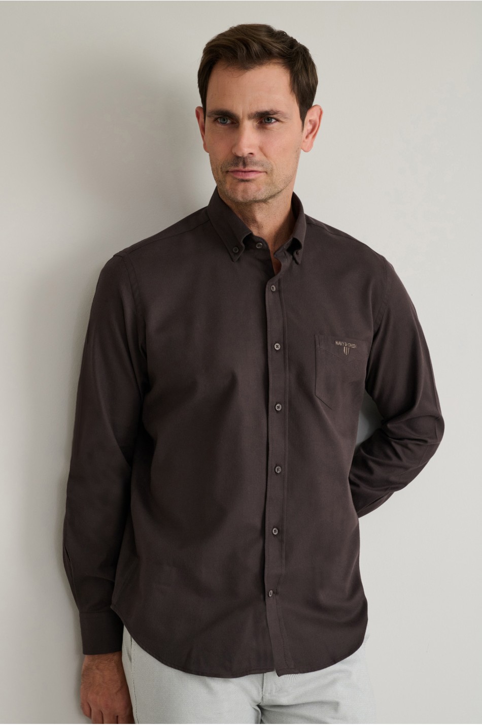 Ριγέ twill πουκάμισο από αιγυπτιακό βαμβάκι button-down