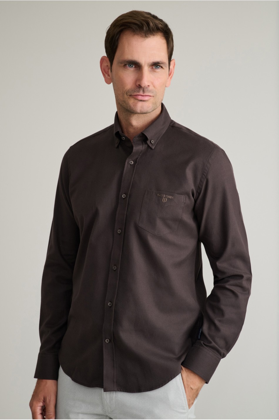 Ριγέ twill πουκάμισο από αιγυπτιακό βαμβάκι button-down
