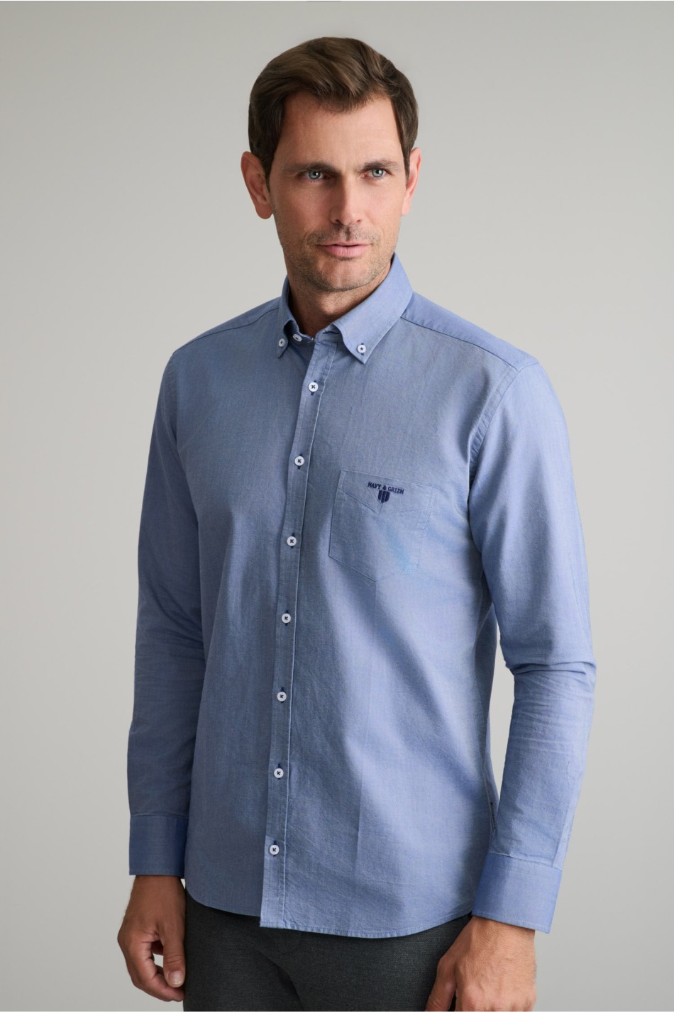 Oxford βαμβακερό πουκάμισο fit γραμμής button-down