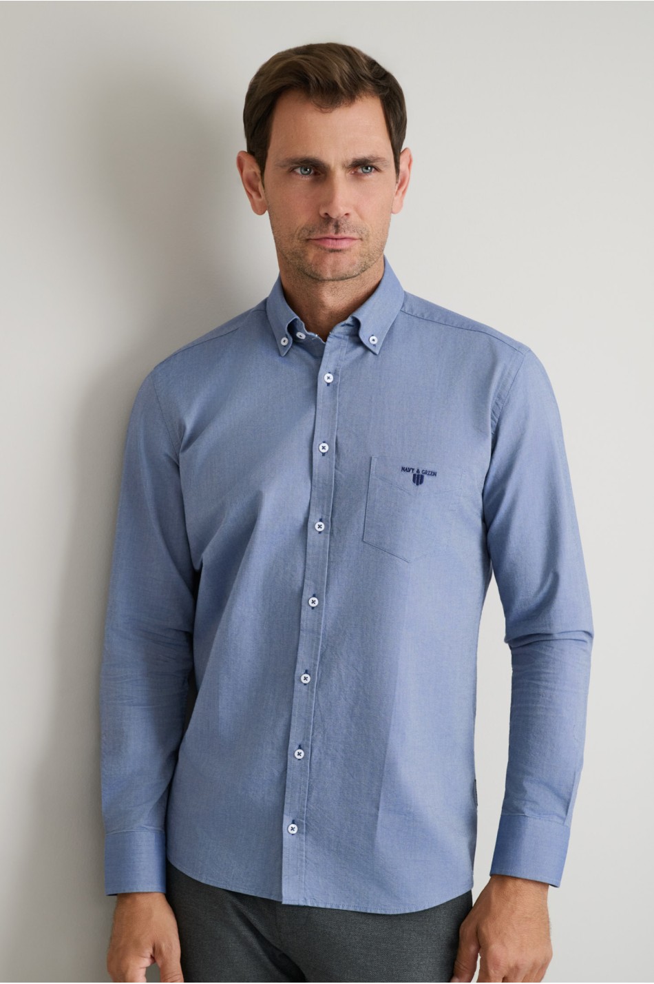Oxford βαμβακερό πουκάμισο fit γραμμής button-down