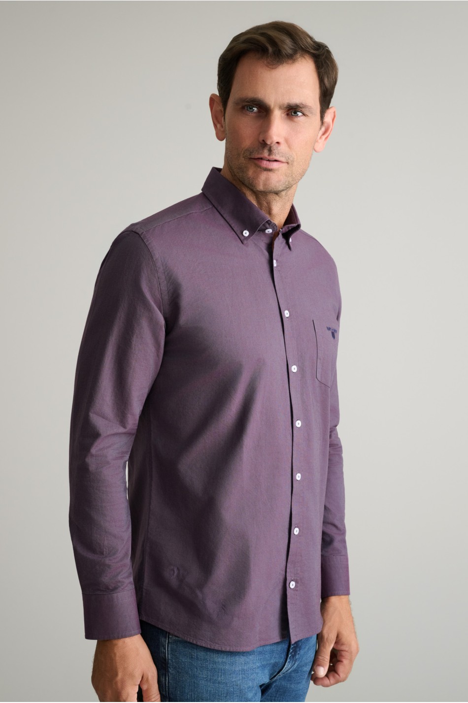 Oxford βαμβακερό πουκάμισο fit γραμμής button-down