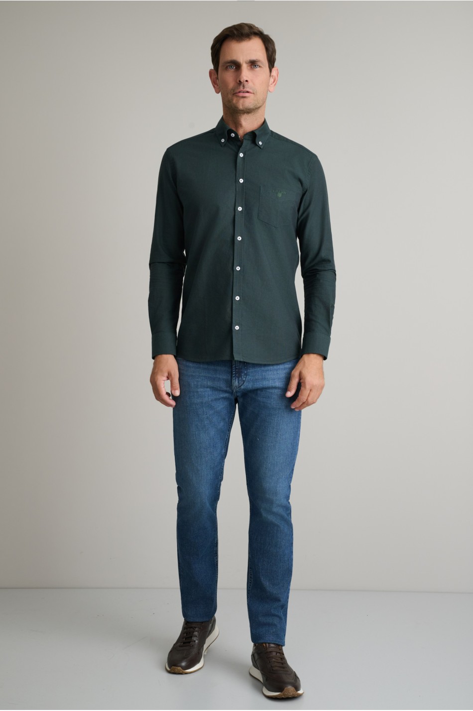 Oxford βαμβακερό πουκάμισο fit γραμμής button-down