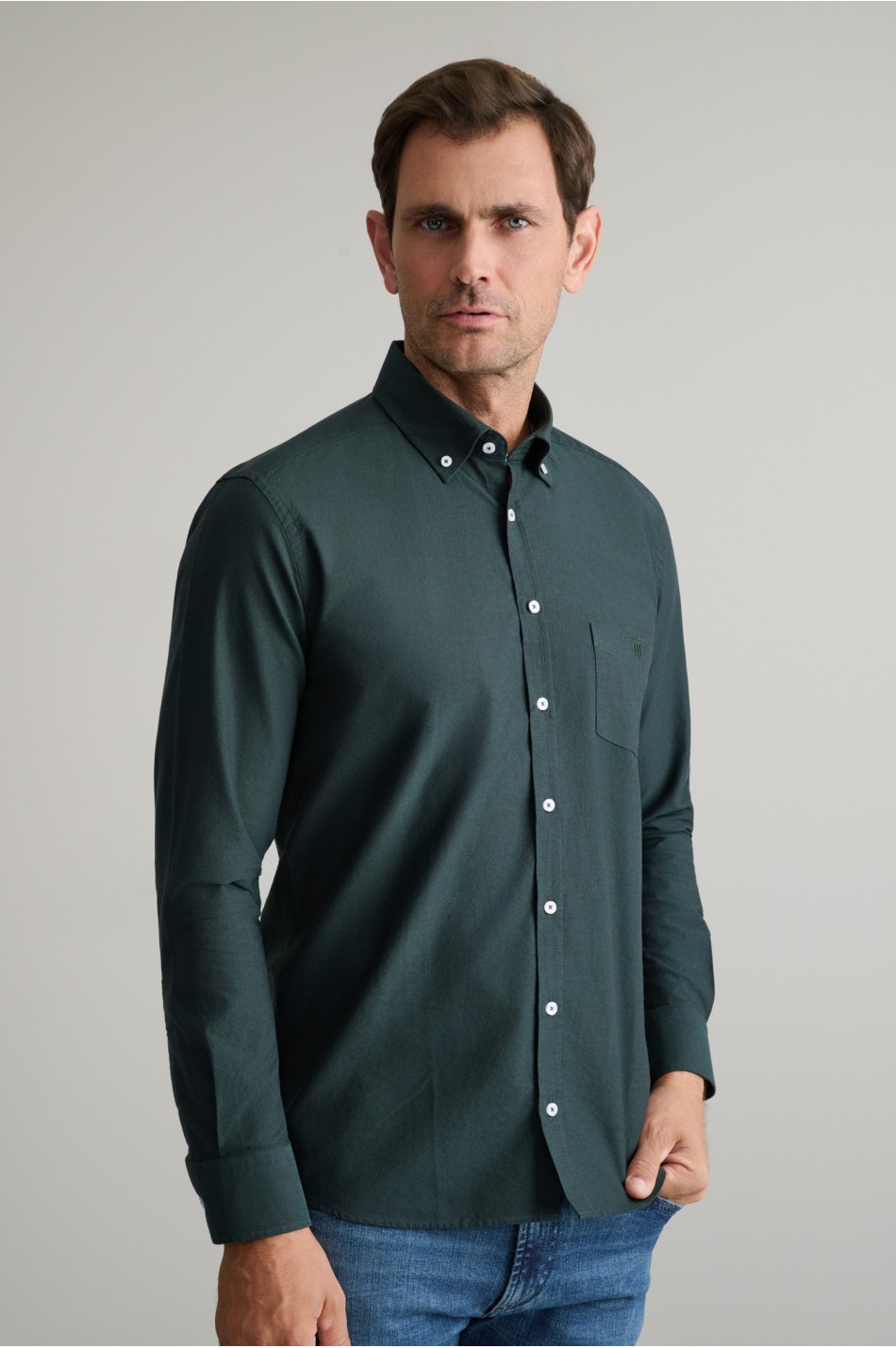 Oxford βαμβακερό πουκάμισο fit γραμμής button-down