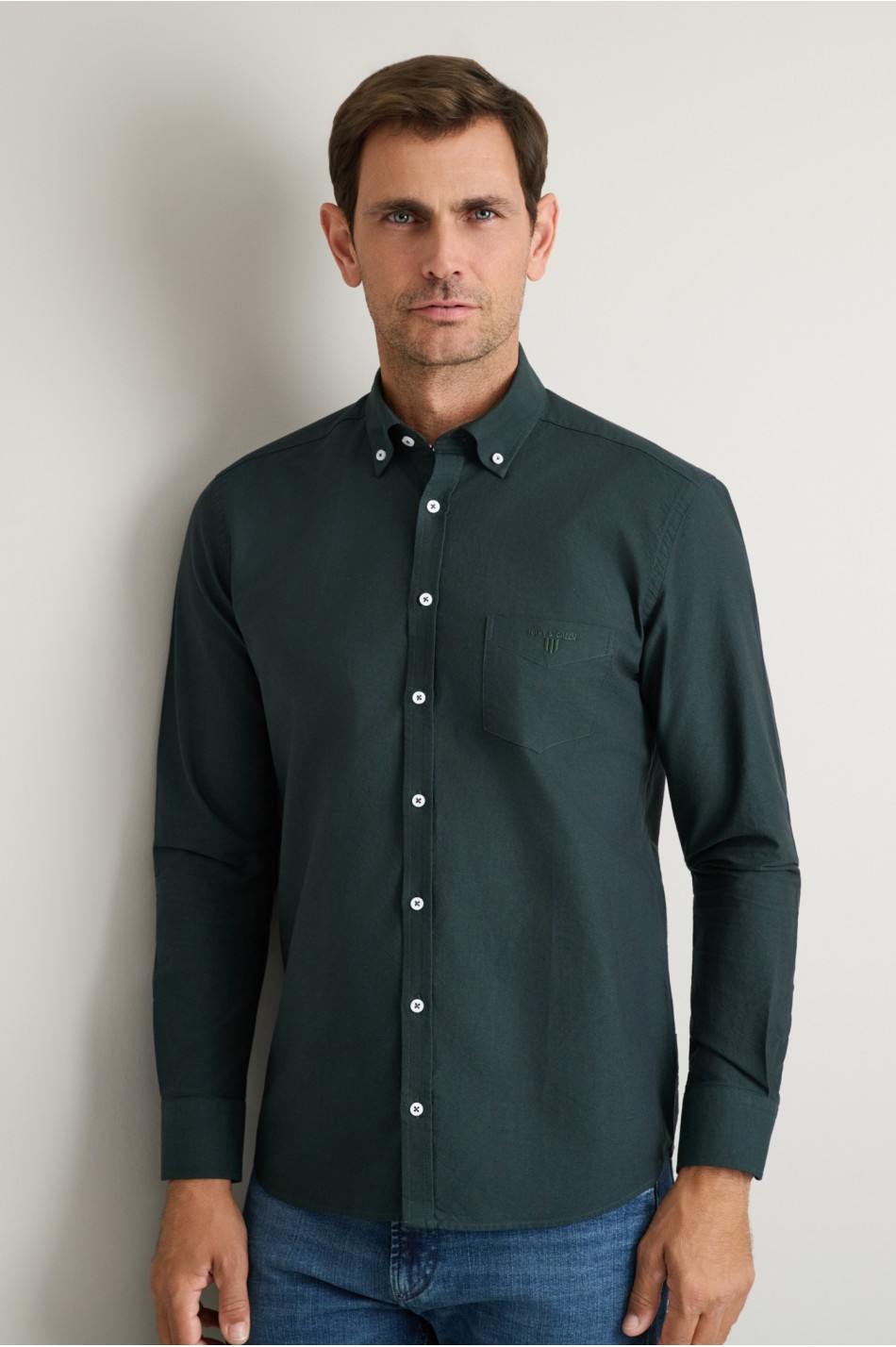 Oxford βαμβακερό πουκάμισο fit γραμμής button-down