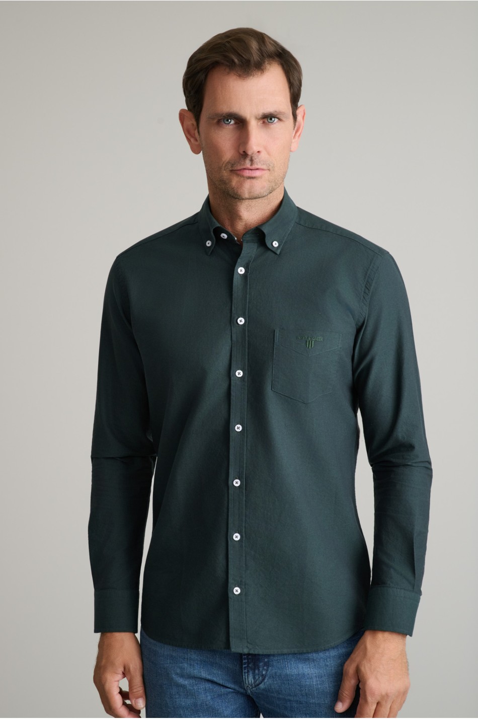 Oxford βαμβακερό πουκάμισο fit γραμμής button-down