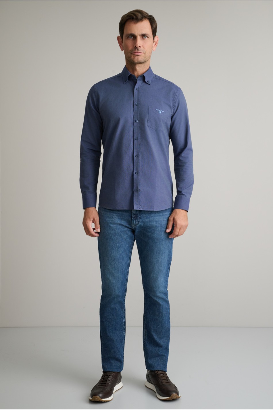Oxford βαμβακερό πουκάμισο fit γραμμής button-down