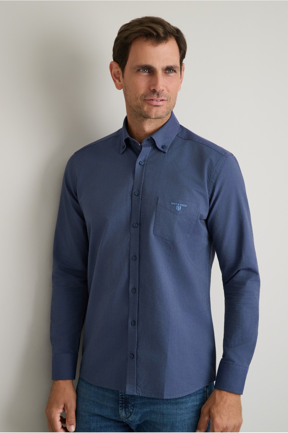 Oxford βαμβακερό πουκάμισο fit γραμμής button-down