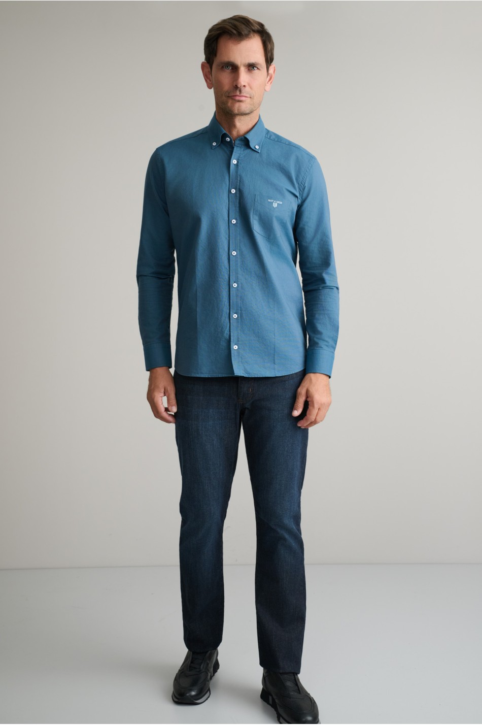 Oxford βαμβακερό πουκάμισο fit γραμμής button-down