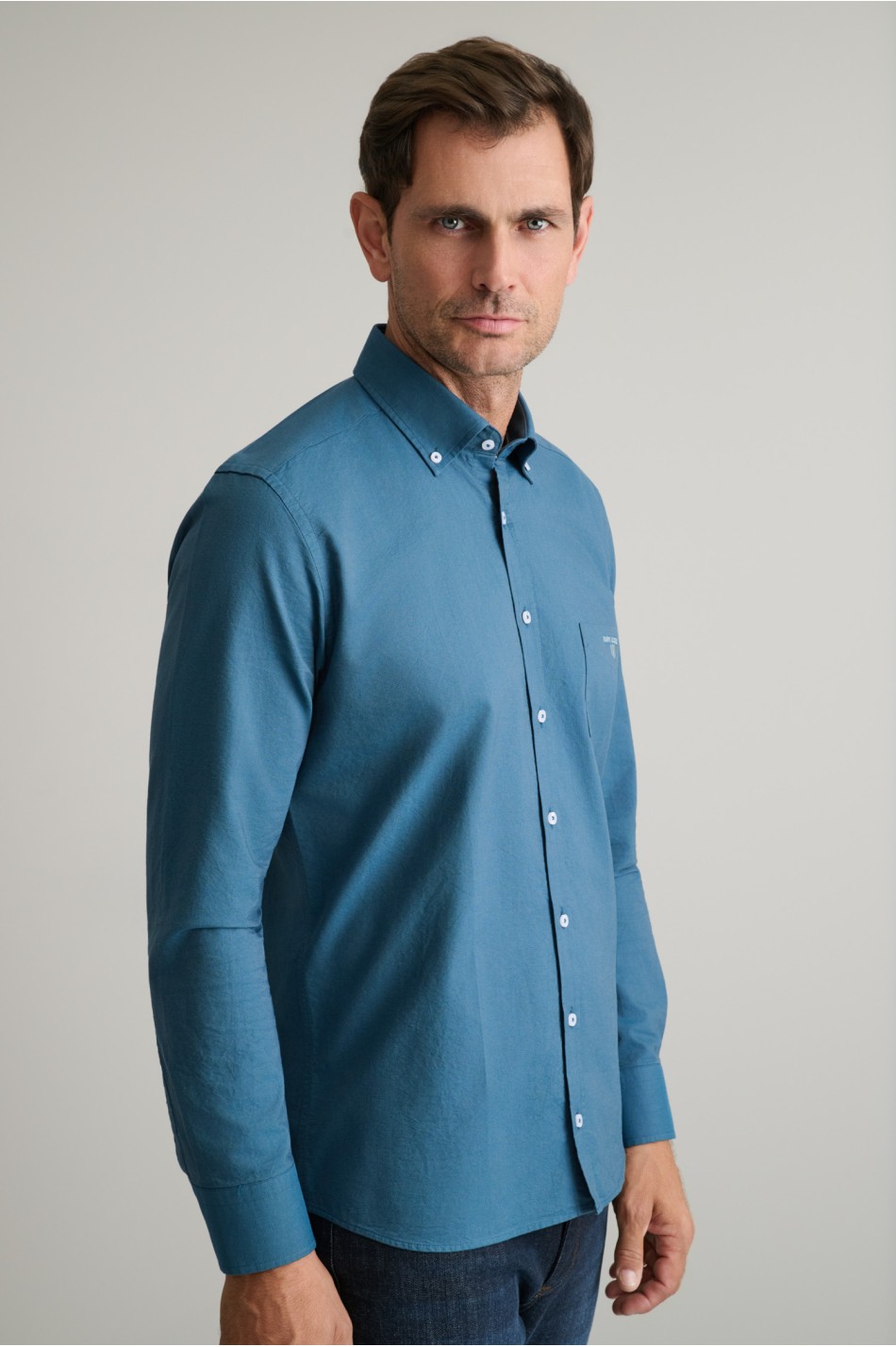 Oxford βαμβακερό πουκάμισο fit γραμμής button-down