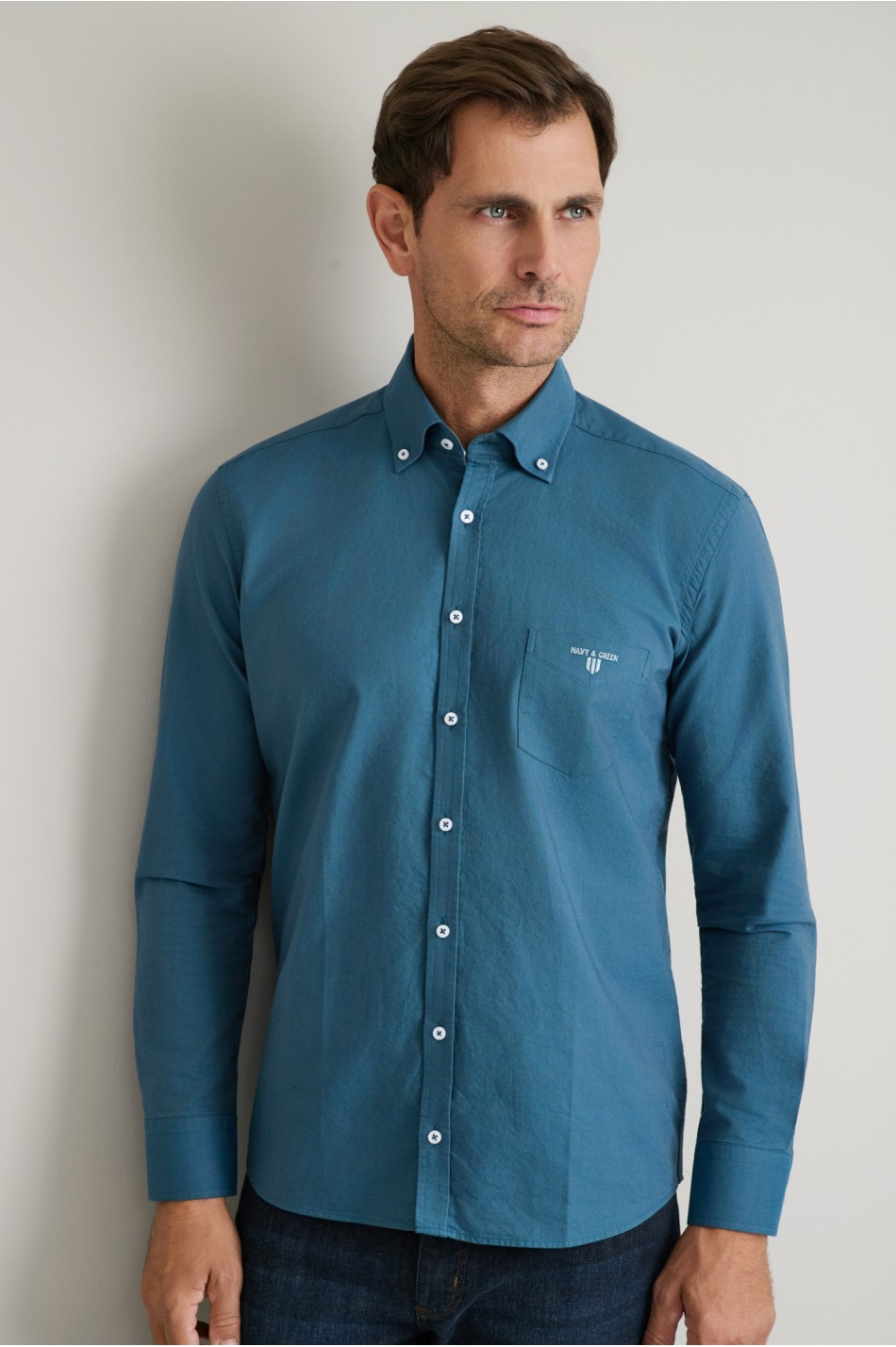 Oxford βαμβακερό πουκάμισο fit γραμμής button-down