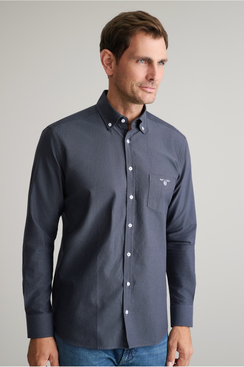 Oxford βαμβακερό πουκάμισο fit γραμμής button-down