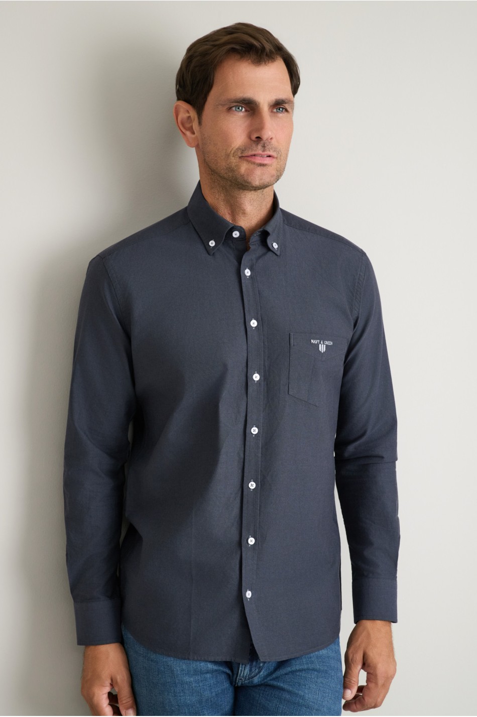 Oxford βαμβακερό πουκάμισο fit γραμμής button-down