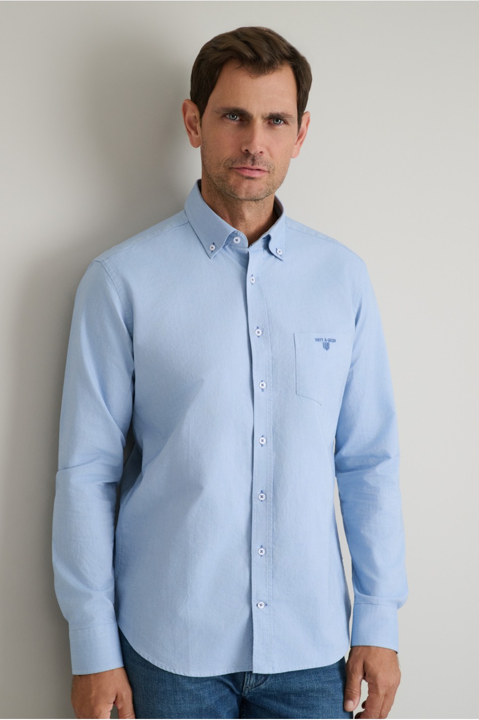 Oxford βαμβακερό button-down πουκάμισο