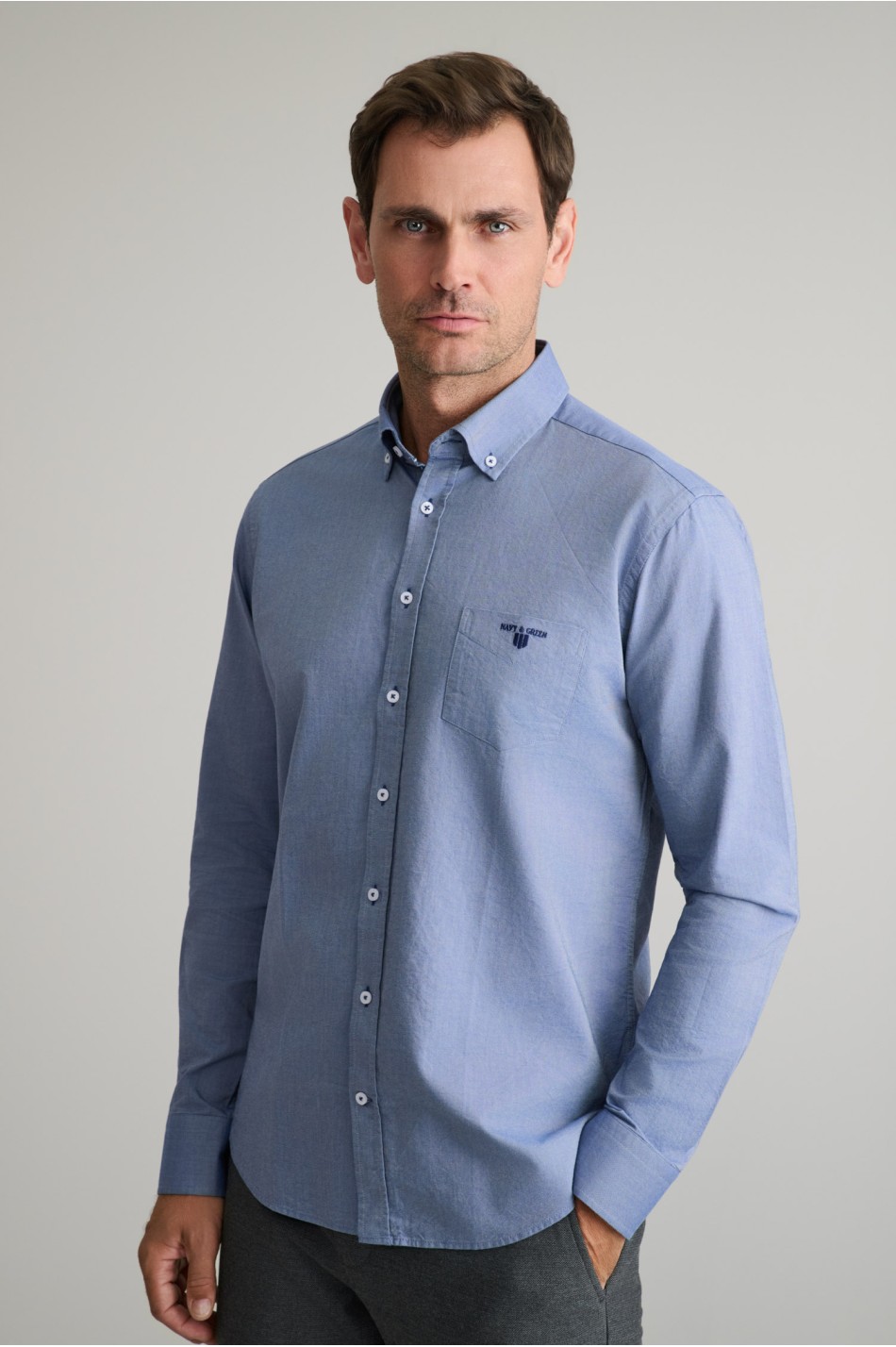 Oxford βαμβακερό button-down πουκάμισο