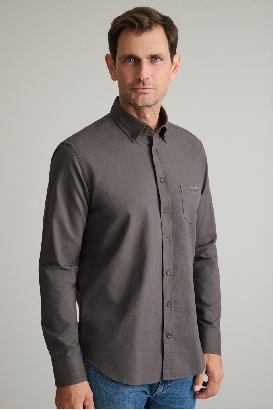 Oxford βαμβακερό button-down πουκάμισο