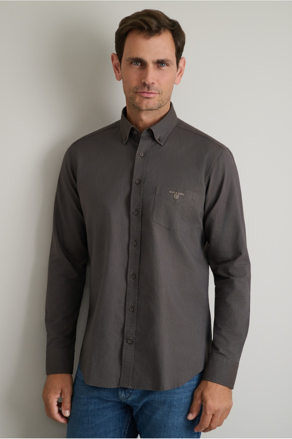 Oxford βαμβακερό button-down πουκάμισο