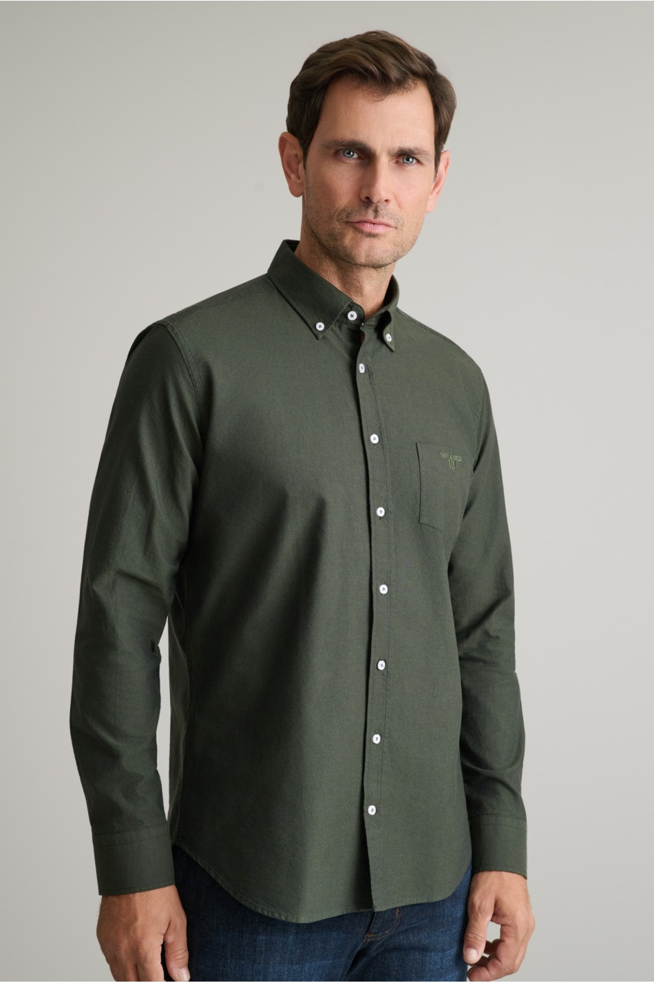 Oxford βαμβακερό button-down πουκάμισο