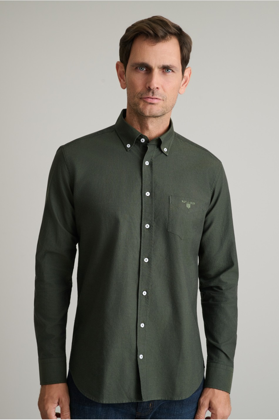 Oxford βαμβακερό button-down πουκάμισο