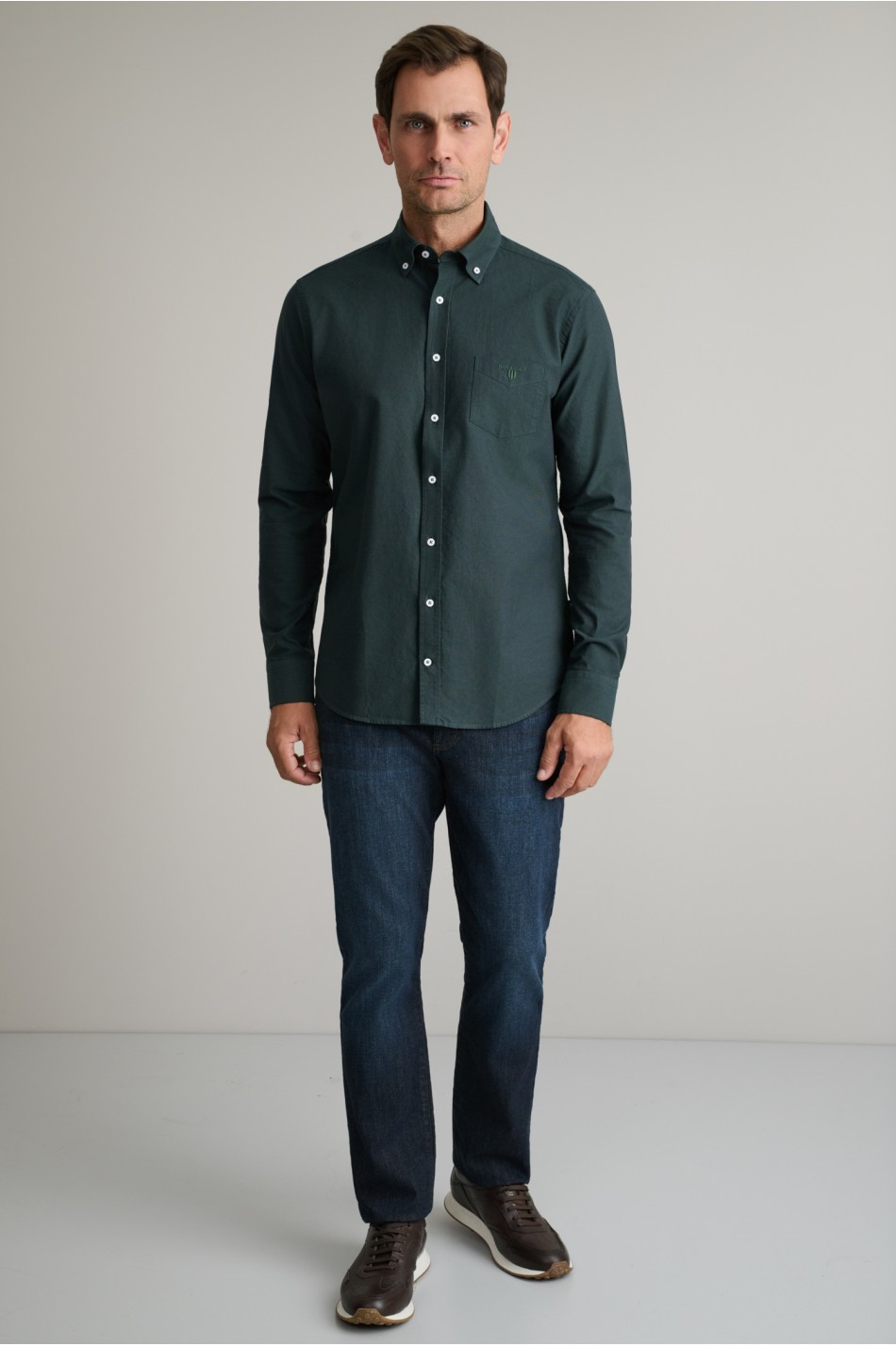Oxford βαμβακερό button-down πουκάμισο