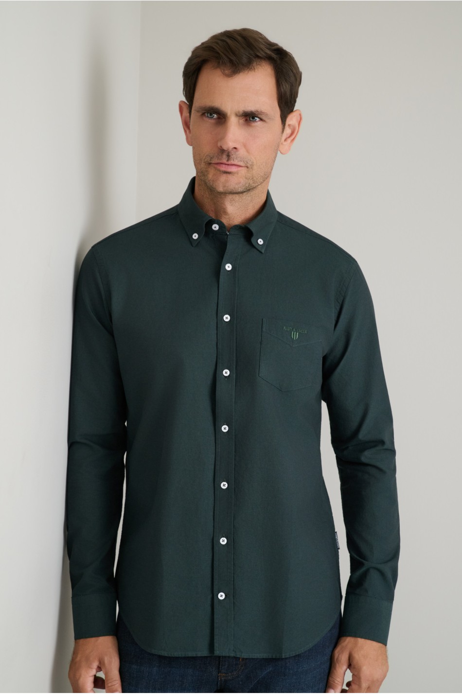 Oxford βαμβακερό button-down πουκάμισο
