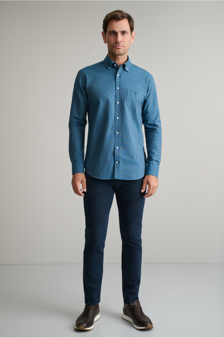 Oxford βαμβακερό button-down πουκάμισο
