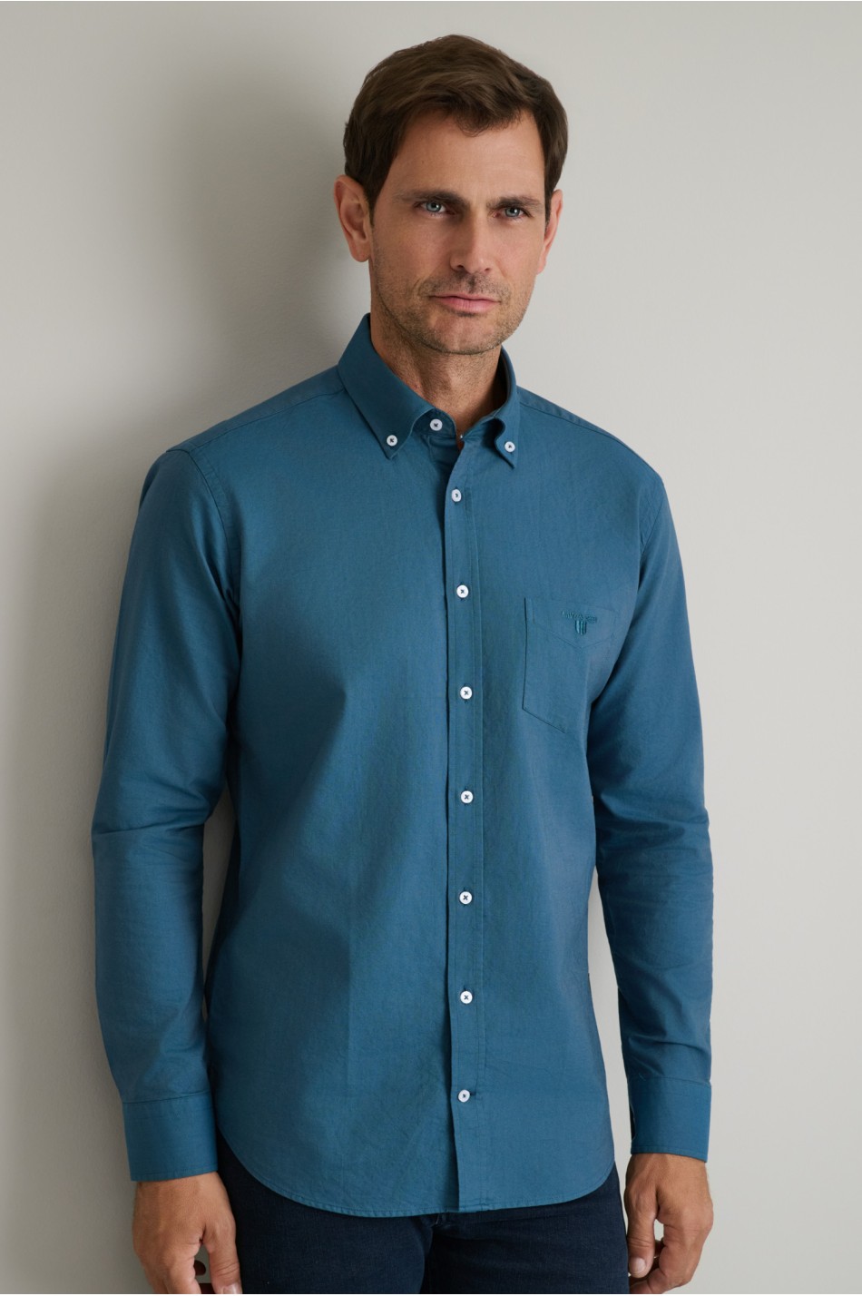 Oxford βαμβακερό button-down πουκάμισο