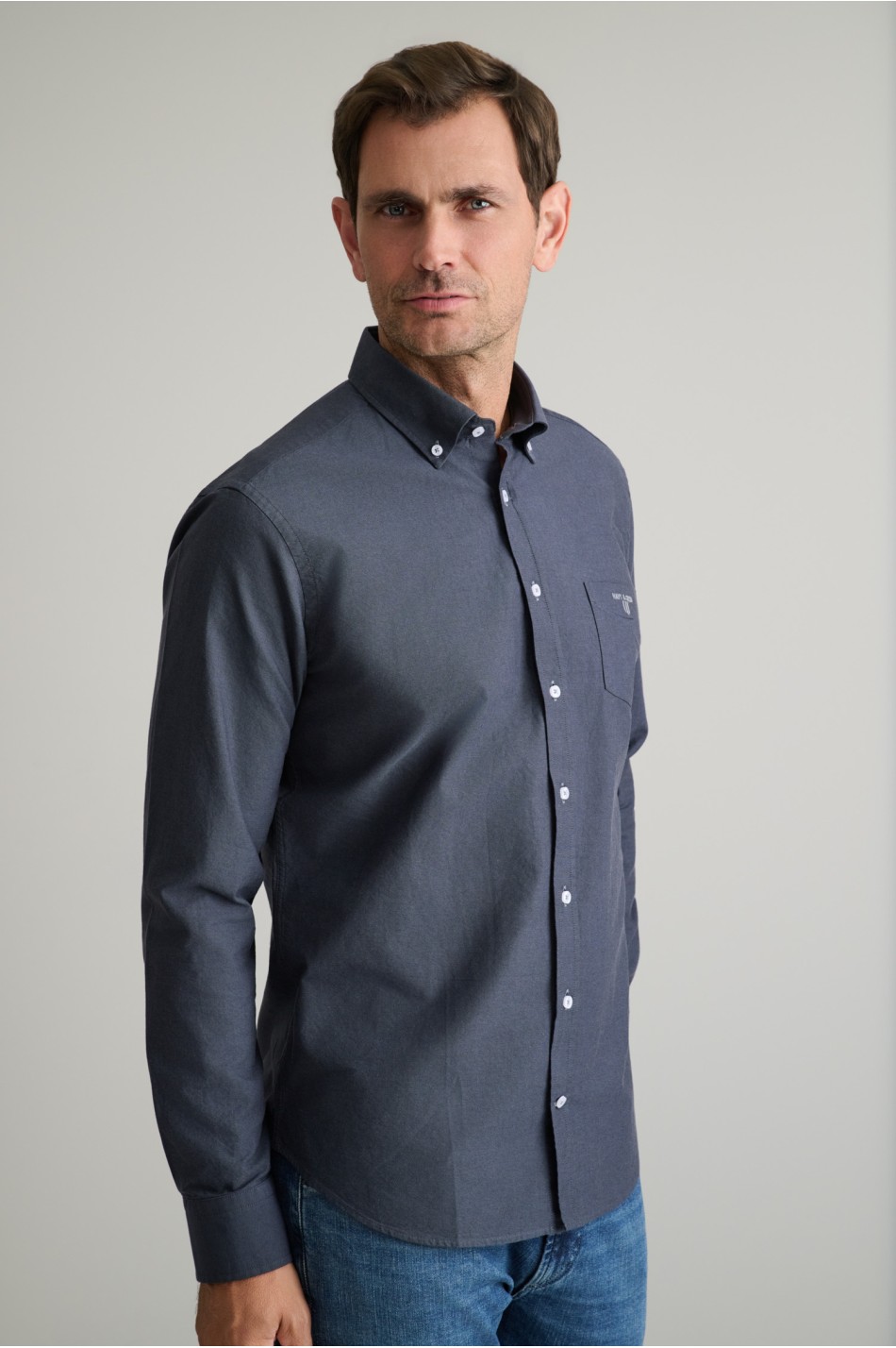 Oxford βαμβακερό button-down πουκάμισο