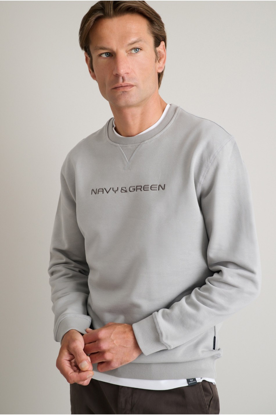 Fleece βαμβακερό φούτερ με λαιμόκοψη