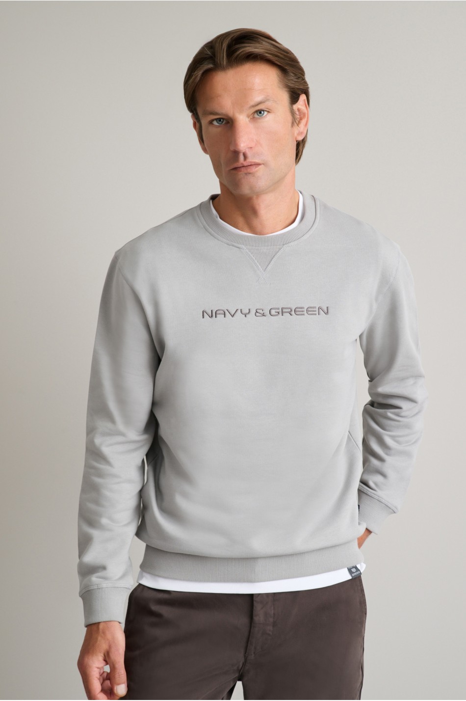 Fleece βαμβακερό φούτερ με λαιμόκοψη