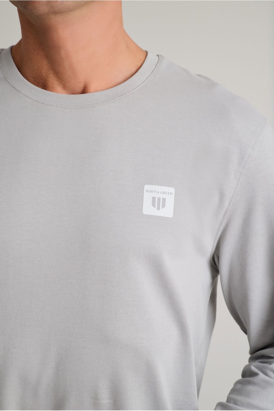 Light brushed βαμβακερό μακρυμάνικο t-shirt με λαιμόκοψη