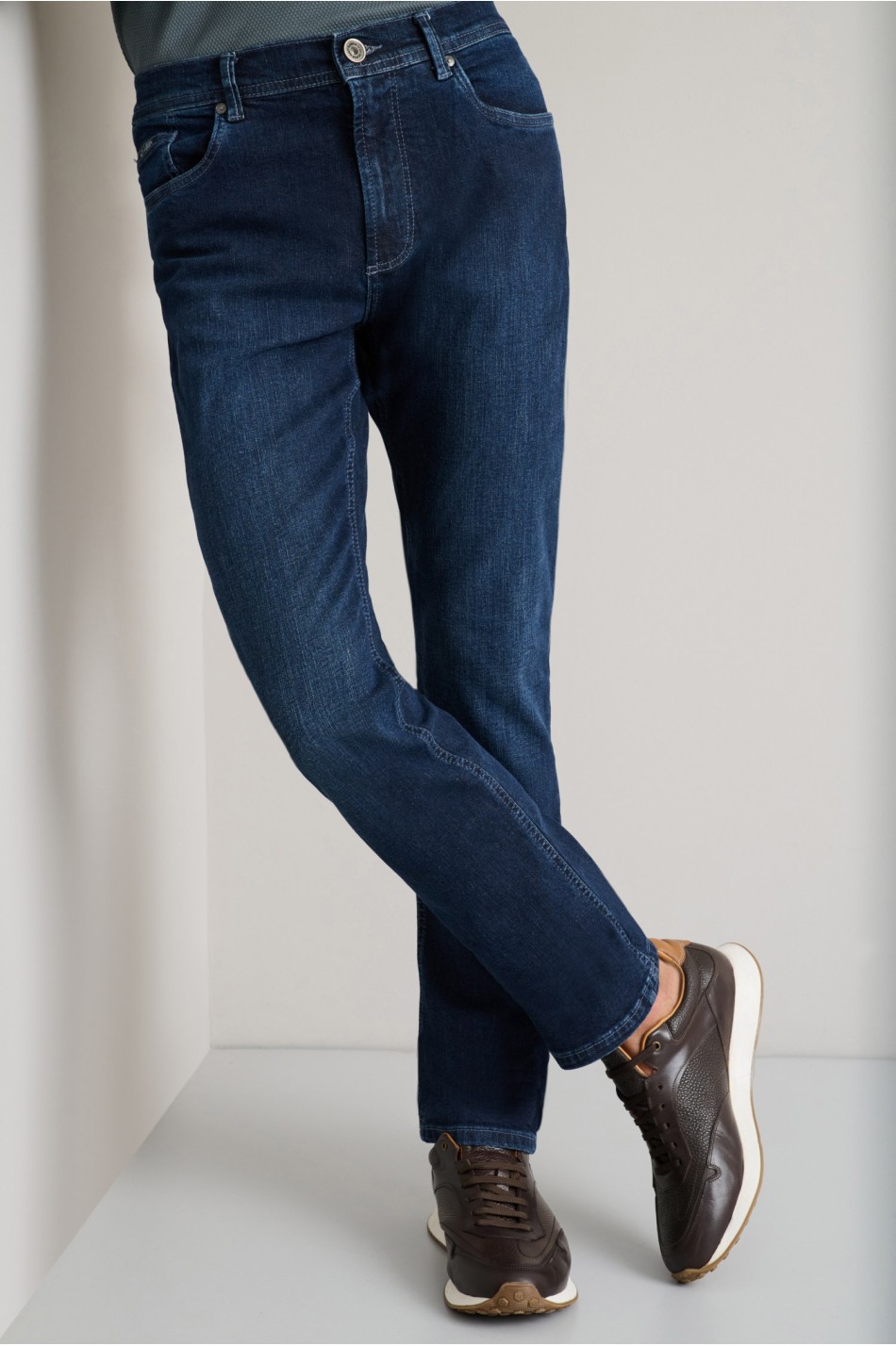 Regular rise ελαστικό jean παντελόνι με zip