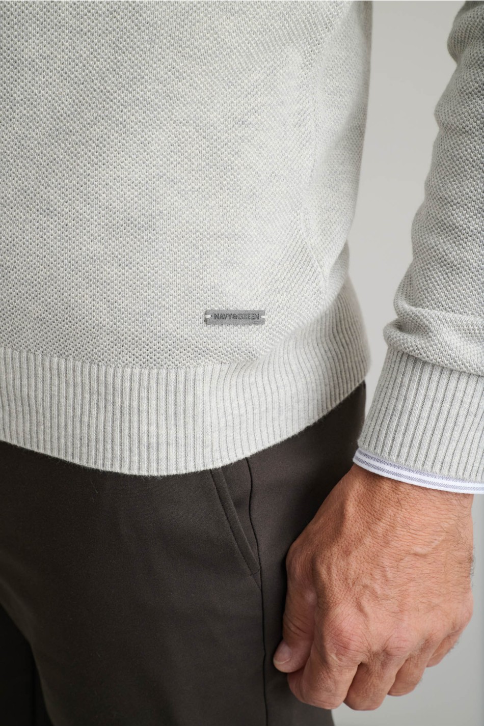 PULLOVER LUPETTO WITH ZIPPER AND CONTRAST INNER COLLAR