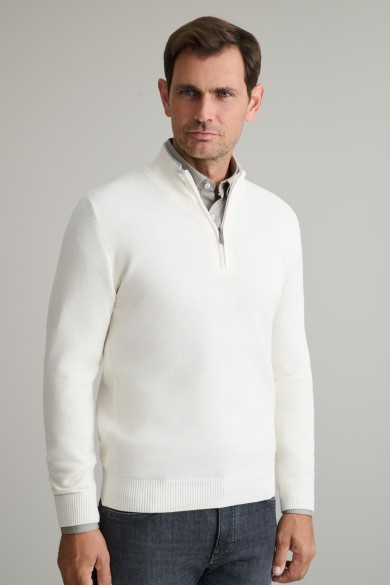 PULLOVER LUPETTO WITH ZIPPER AND CONTRAST INNER COLLAR