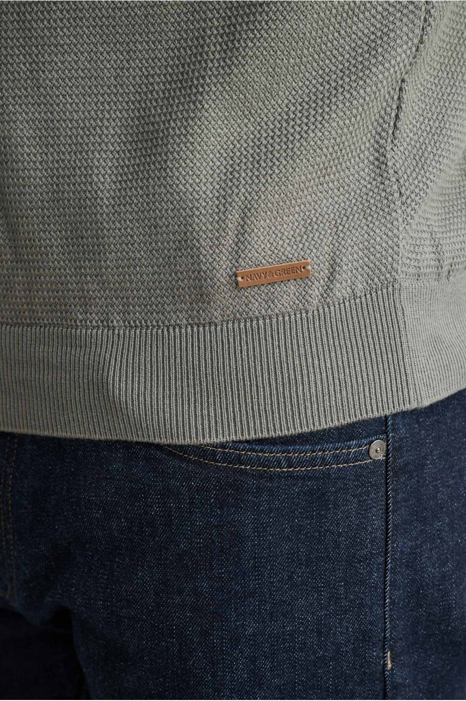 Jacquard βαμβακερό πλεκτό polo χωρίς κουμπιά